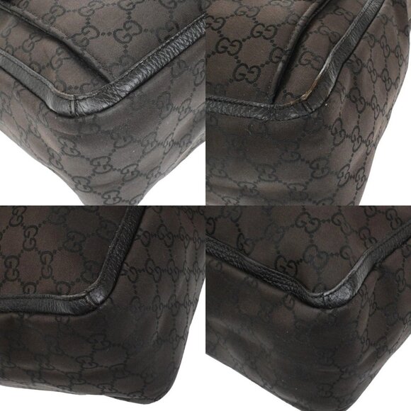 GUCCI Logo GG Pattern Shoulder Tote Bag Nylon Leather Brown Italy 80YH158 - Picture 13 of 15